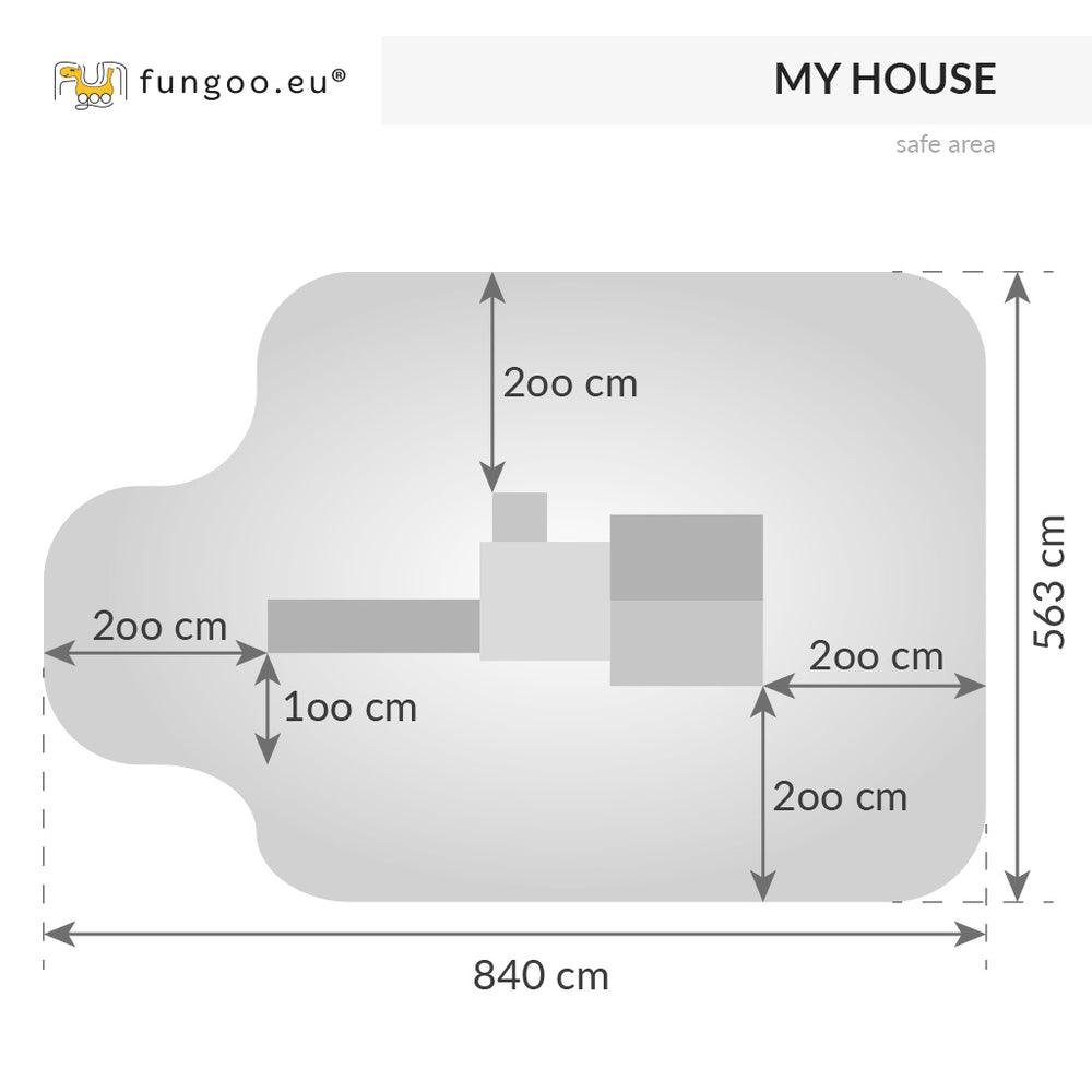 Spielturm My House mit Rutsche, Leiter, Haus mit Holzdach, Griffe, Steuerrad - Kletterling – einfach Kind sein