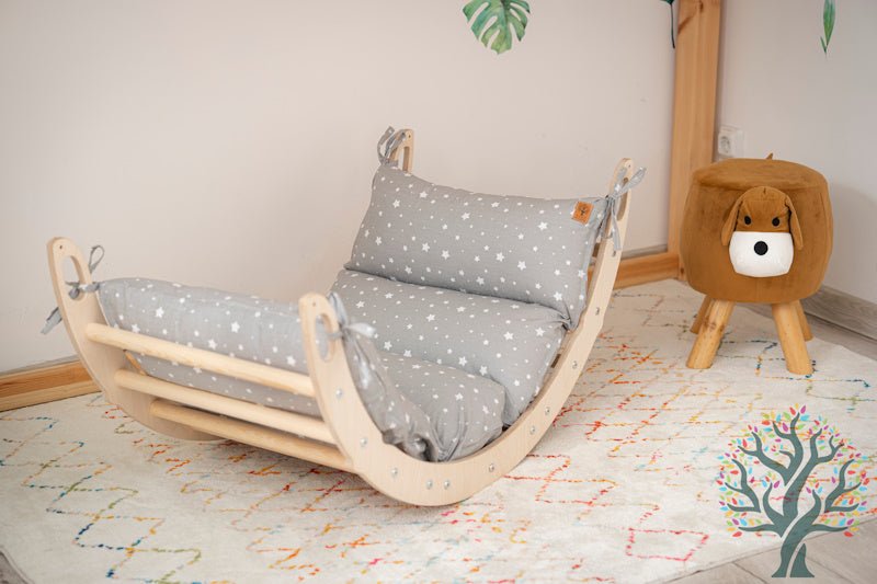 Kletter - Set 3in1 (Medium) - Wippe, klappbares Dreieck & Klettersteig - Für Kinder ab ca. 2 Jahren - Förderung der Motorik und Kreativität - Kletterling – einfach Kind sein